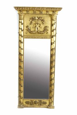 Appraisal: An early th century giltwood and gesso pier mirror the