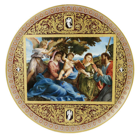 Appraisal: A good and large Vienna style wall plaque circa Painted