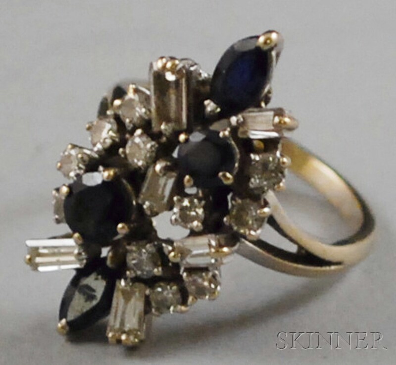 Appraisal: kt Gold Sapphire and Diamond Cocktail Ring the white gold