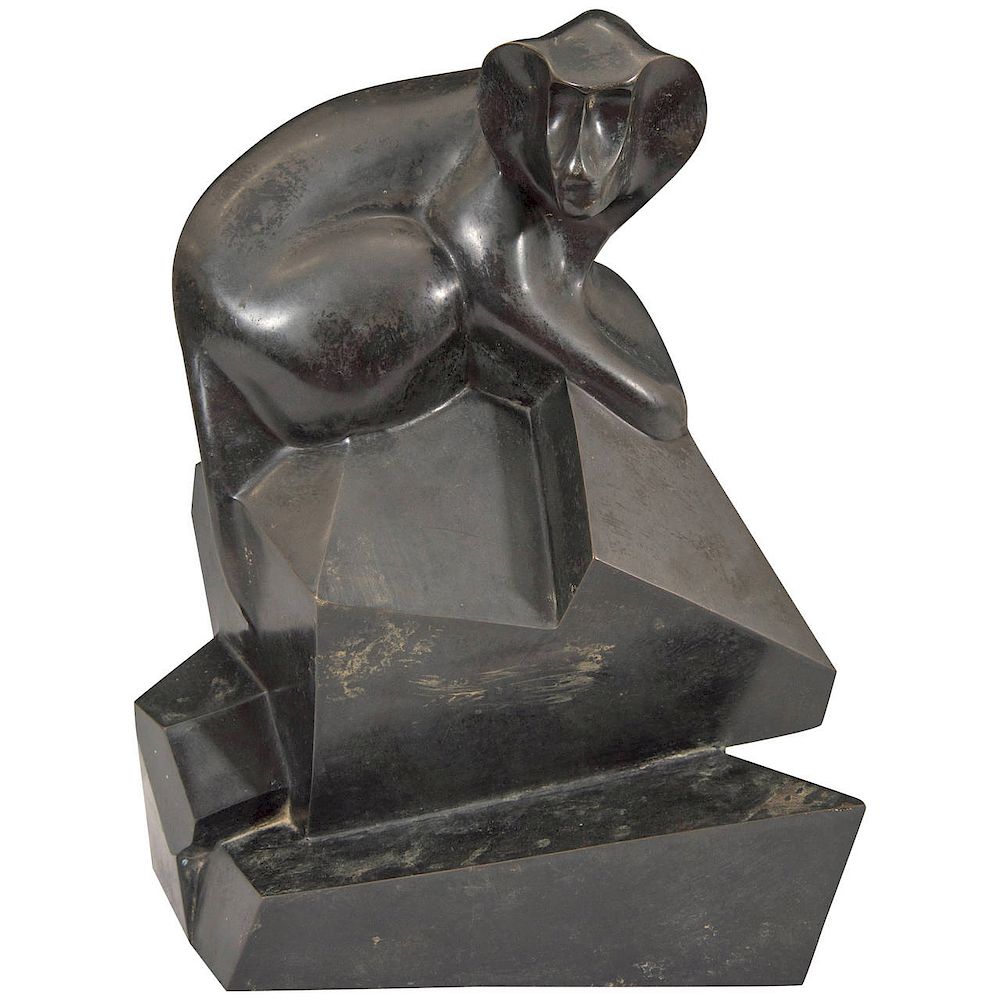 Appraisal: Roberto Estevez Baboon Modern Bronze Sculpture Roberto Esteves Argentinian XX