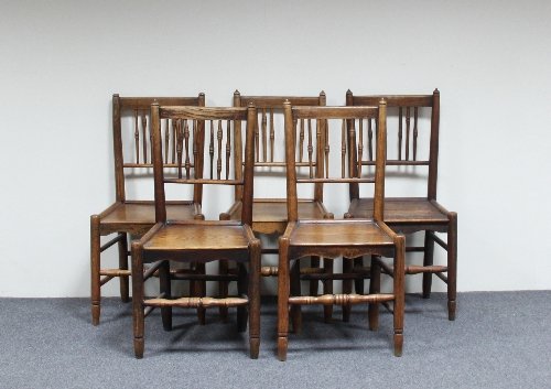 Appraisal: A set of five ash spindle back dining chairs