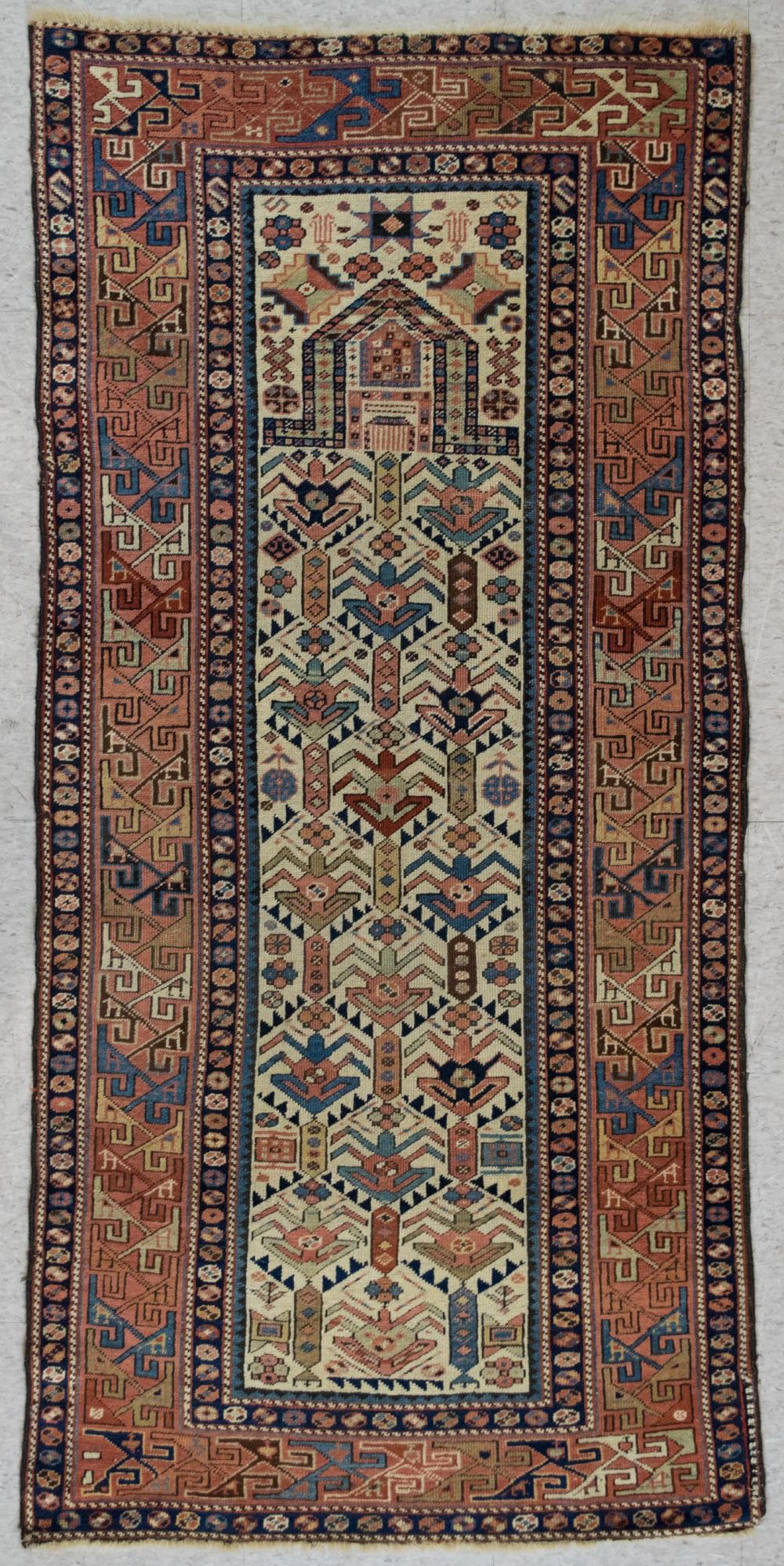 Appraisal: ANTIQUE CAUCASIAN SHIRVAN PRAYER RUG eastern Caucasus c ' x