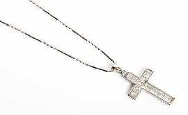 Appraisal: An ct white gold princess cut diamond set cross pendant