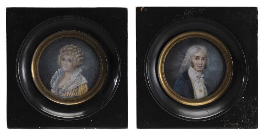 Appraisal: Two Miniature Portraits European th century Portrait of a woman