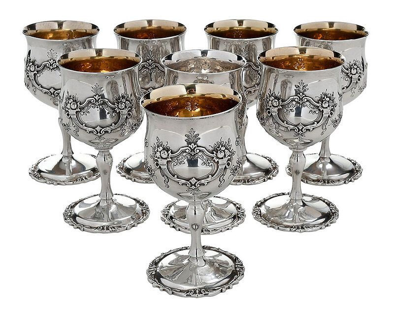 Appraisal: Set of Eight Francis I Sterling Goblets American th century