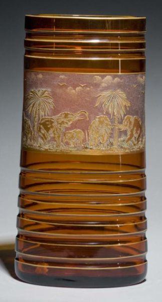 Appraisal: Signed Moser Animor Series Amber Vase Description Circa Condition Excellent