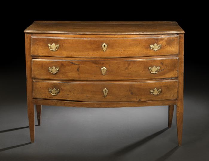 Appraisal: Continental Elm and Fruitwood Bowfront Commode late th century in