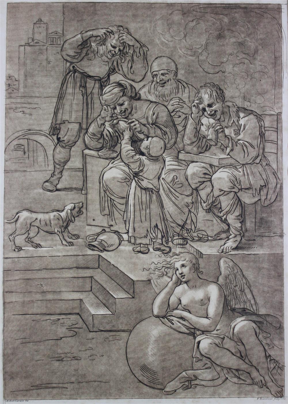 Appraisal: F BARTOLOZZI after ANNIBALE CARACCI ITALIAN - HISTORICAL SCENE Woodcut