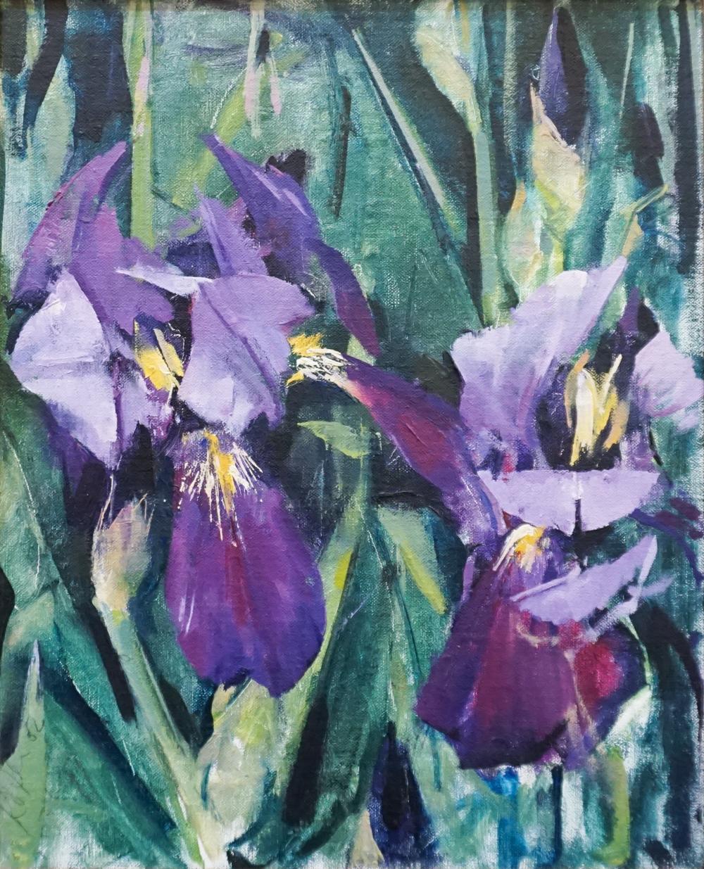 Appraisal: Martin Kotler American born Purple Iris Oil on Panel Frame