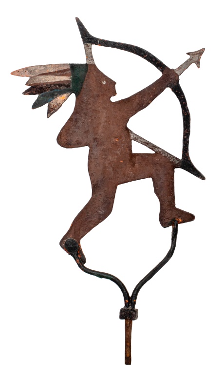 Appraisal: PAINTED IRON NATIVE AMERICAN FIGURAL WEATHERVANE Antique Americana Folk Art