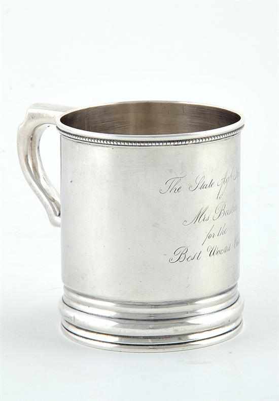 Appraisal: South Carolina coin silver presentation mug William Glaze Columbia South