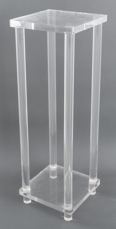 Appraisal: LUCITE PEDESTAL BASE Lucite pedestal base with two platforms connected