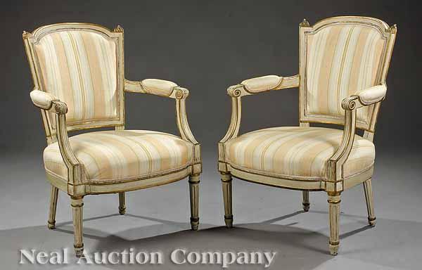 Appraisal: A Pair of Directoire Cr me Peinte and Parcel Gilt