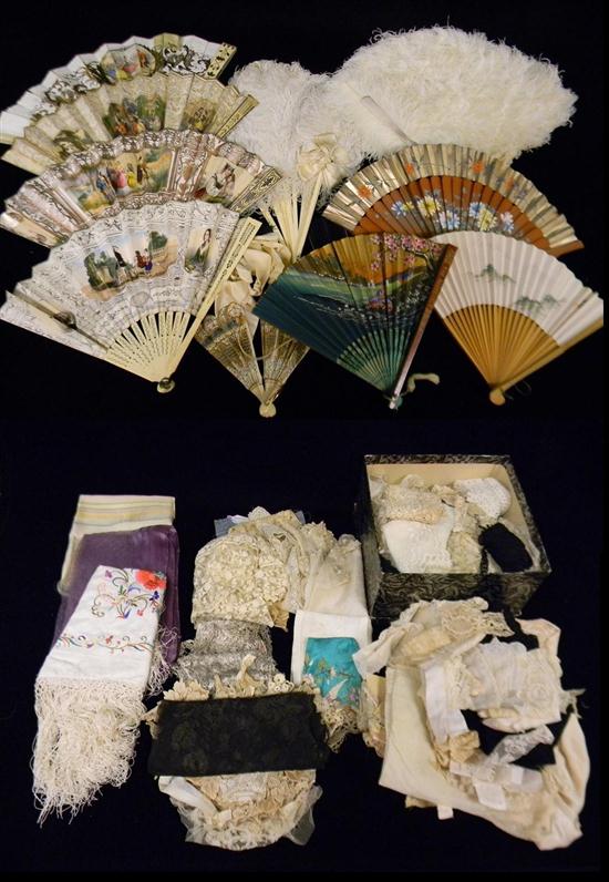 Appraisal: th C mostly ladies accessories including fans and vintage textiles