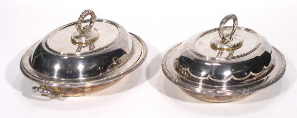 Appraisal: Two oval silver plated entree dishes and covers with detachable