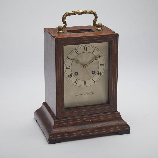 Appraisal: French Rosewood Carriage Clock th century the silvered dial signed