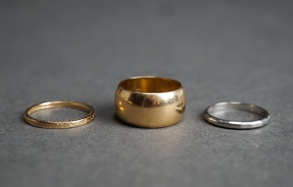 Appraisal: PLATINUM BAND AND TWO -KARAT YELLOW-GOLD BANDS PLATINUM DWT K