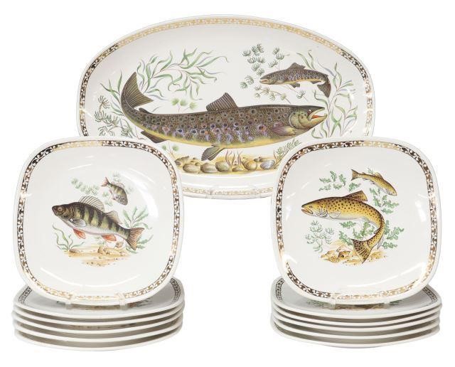 Appraisal: lot of French Longchamp porcelain fish service early th c