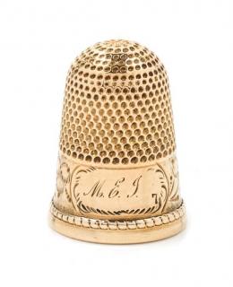 Appraisal: A Yellow Gold Thimble Possibly American the knurled top and