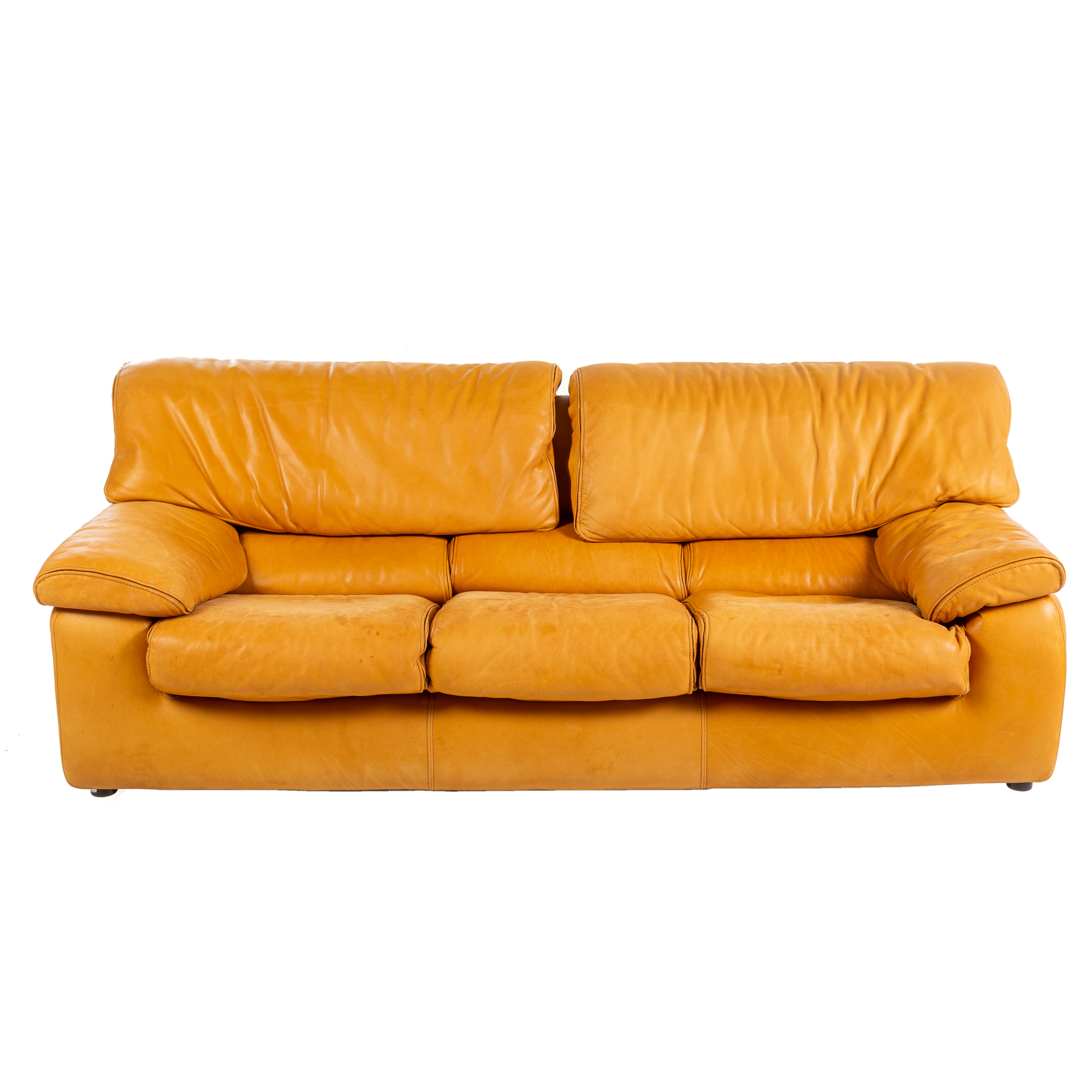 Appraisal: ROCHE BOBOIS LEATHER SOFA Three cushion leather sofa with velcro