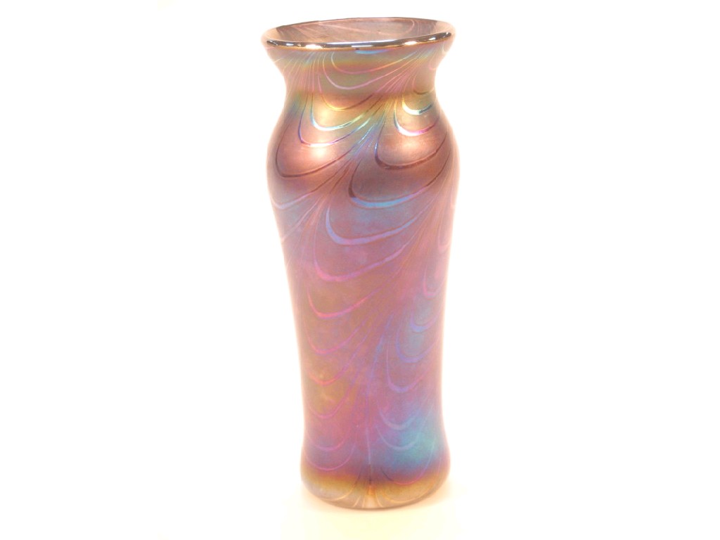 Appraisal: A John Ditchfield for Glasform iridescent vase of slender baluster