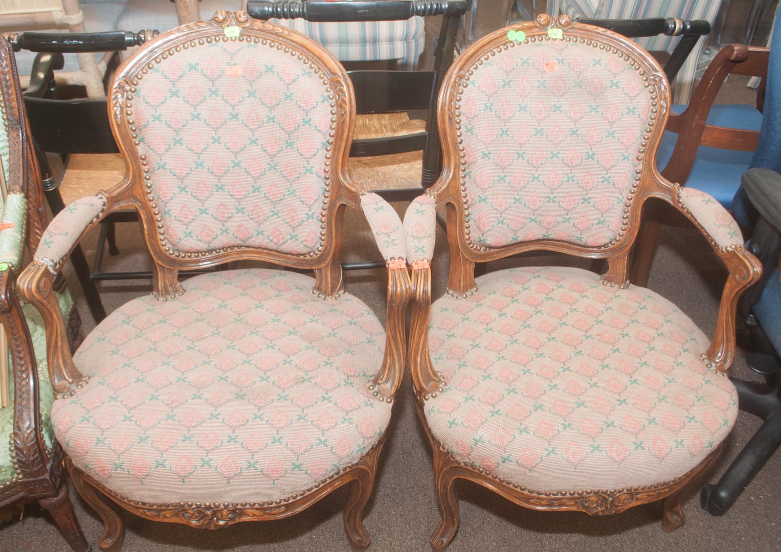 Appraisal: Two upholstered armchairs Undernumber