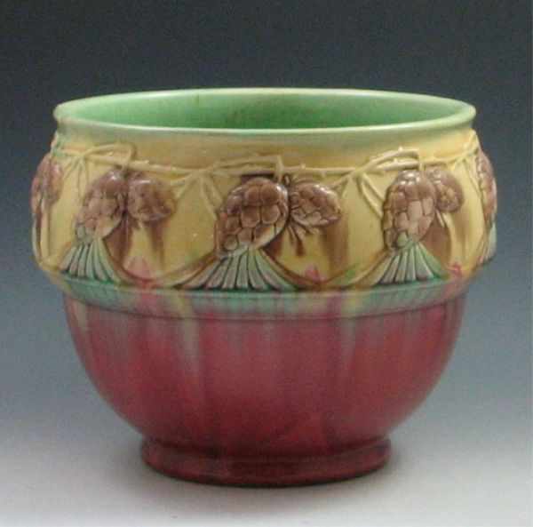 Appraisal: Roseville Majolica Jardiniere marked small short firing crack near base