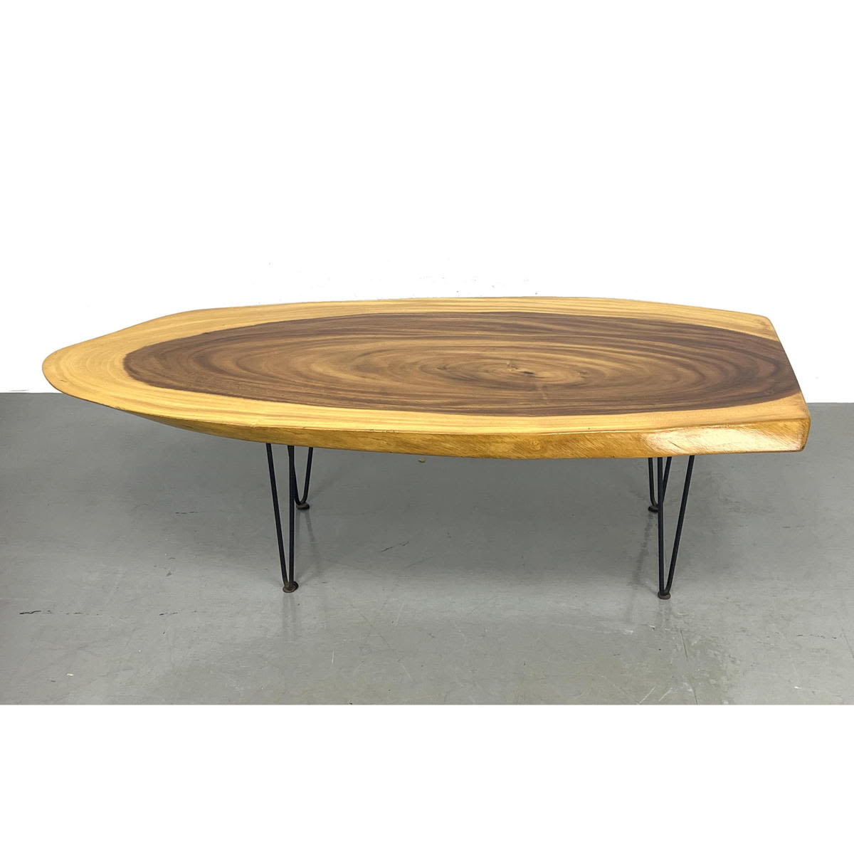 Appraisal: Live Edge Wood Tree Slab Coffee Table Black Iron Hairpin