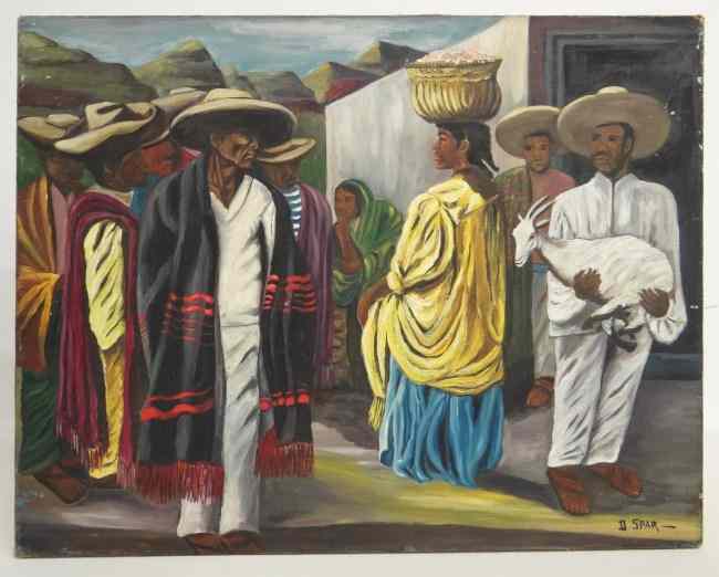 Appraisal: Painting oil on canvas Mexican scene signed ''Spar'' Unframed ''