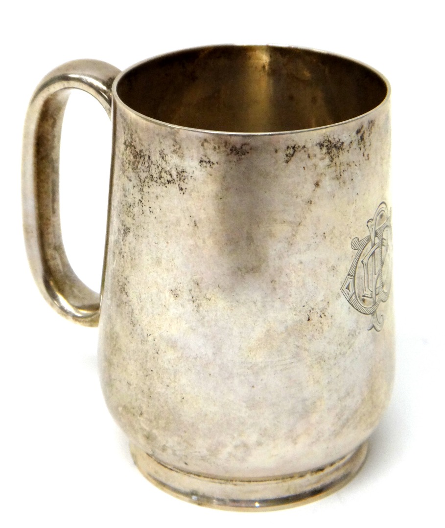 Appraisal: A Victorian silver christening mug of tapering cylindrical form with