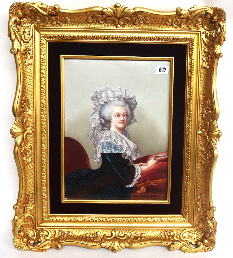 Appraisal: A French porcelain portrait plaque dated attributed to Limoges painted