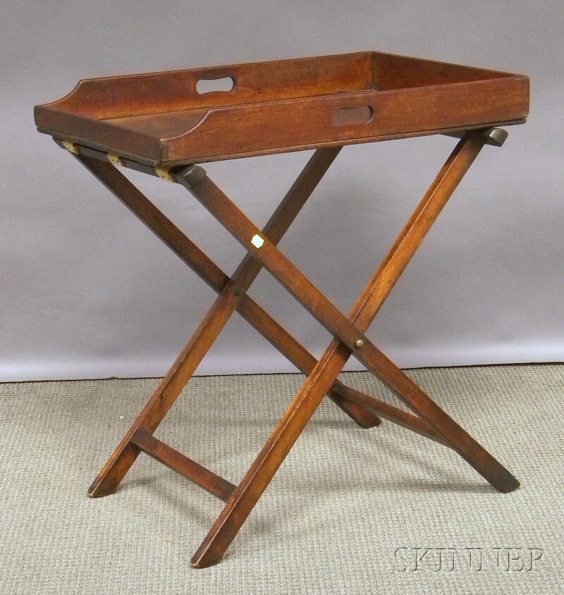 Appraisal: British Mahogany Tray-top Coaching Table tray and stand early th