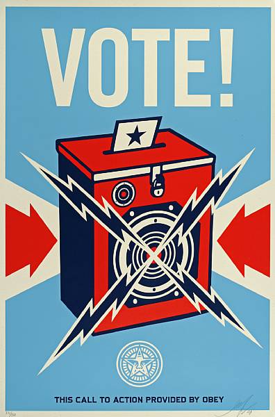 Appraisal: Shepard Fairey American born Vote Screenprint in colors on wove