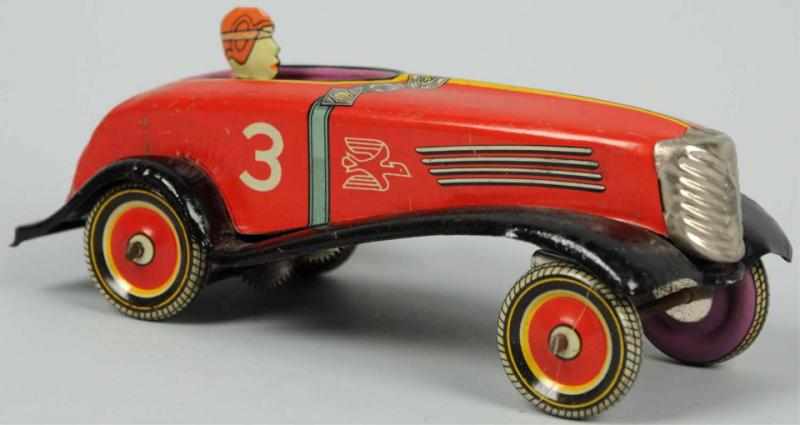 Appraisal: Tin Litho Race Car Wind-Up Toy Japanese Pre-war KK airplane