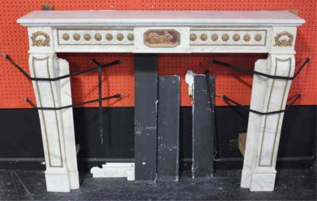 Appraisal: Bronze Mounted Marble FireplaceMagnificent fireplace From an Park Ave NYC