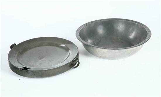 Appraisal: TWO PIECES OF PEWTER American th century Deep basin pictured