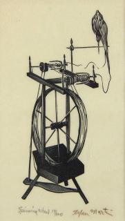 Appraisal: Print Stefan Martin Stefan Martin American b Spinning Wheel woodblock