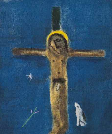 Appraisal: Craigie Aitchison - Crucifixion and Dog silkscreen printed in colours