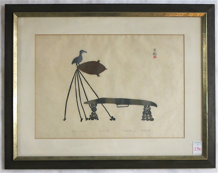 Appraisal: PITALOOSIE SAILA PITALOUISA LITHOGRAPH Cape Dorset Canada b Kayak Avitesk