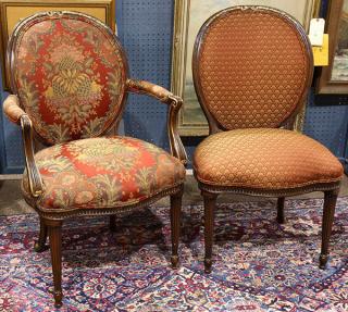 Appraisal: lot French Neoclassical style partial gilt dining chairs lot French