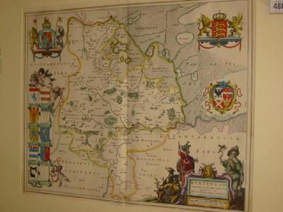 Appraisal: JOANNES Huntington hand coloured map with figural title cartouche and