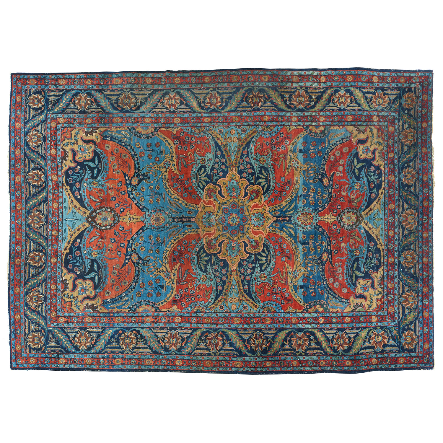 Appraisal: LAVAR KERMAN CARPET First half th c central floral medallion