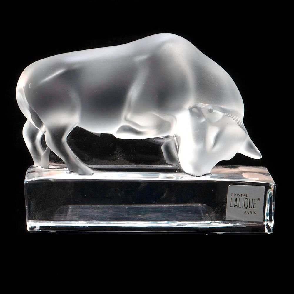 Appraisal: Lalique Glass Figure The clear glass figure of an ox