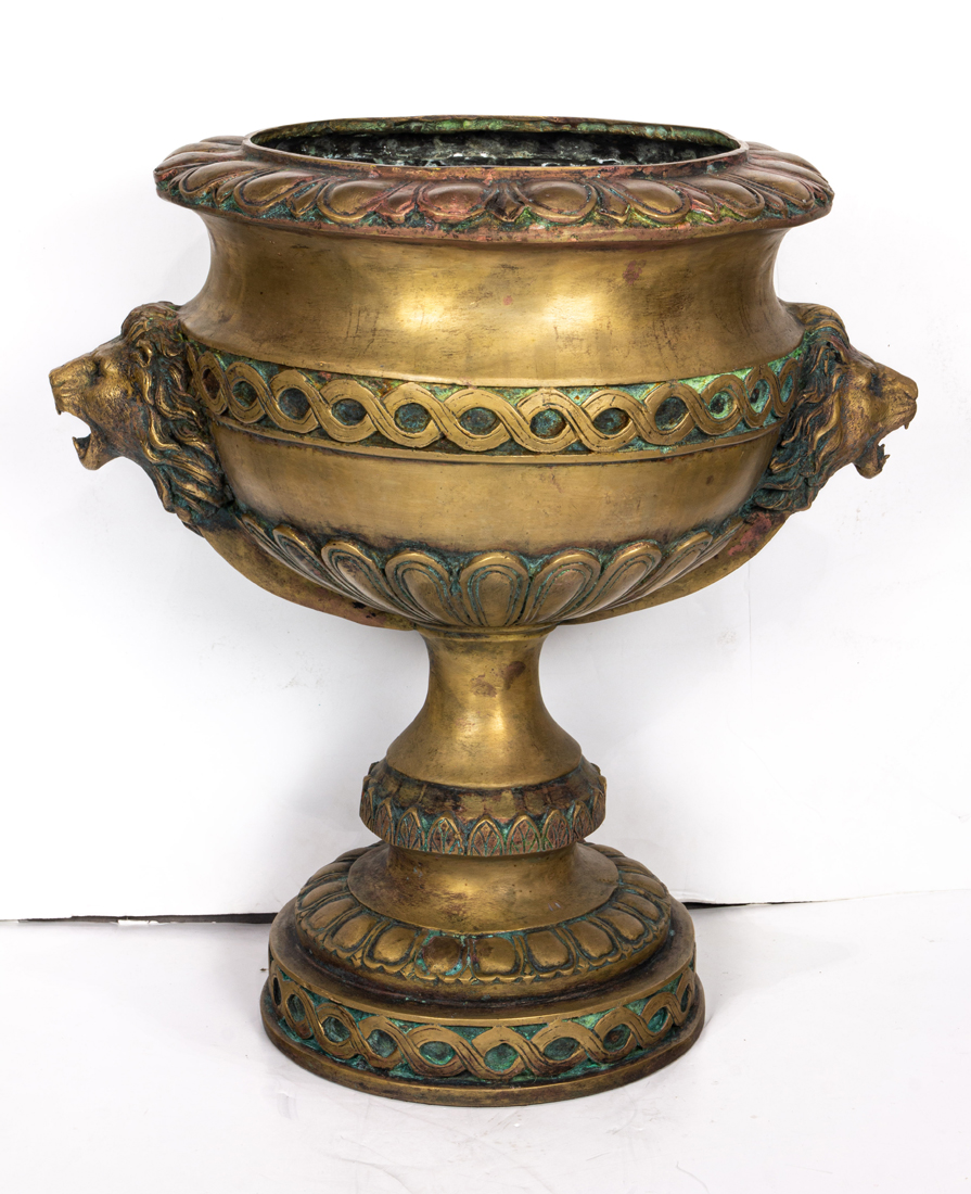 Appraisal: NEOCLASSICAL STYLE BRASS GARDEN URN Neoclassical style brass garden urn