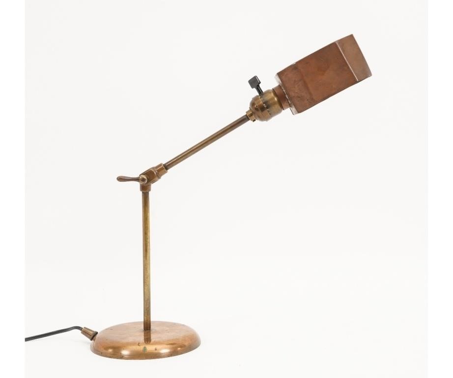 Appraisal: Early bronze table lamp with lead filled base the switch