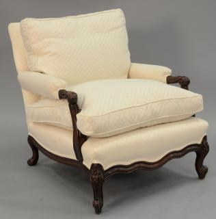 Appraisal: French style white upholstered club chair French style white upholstered