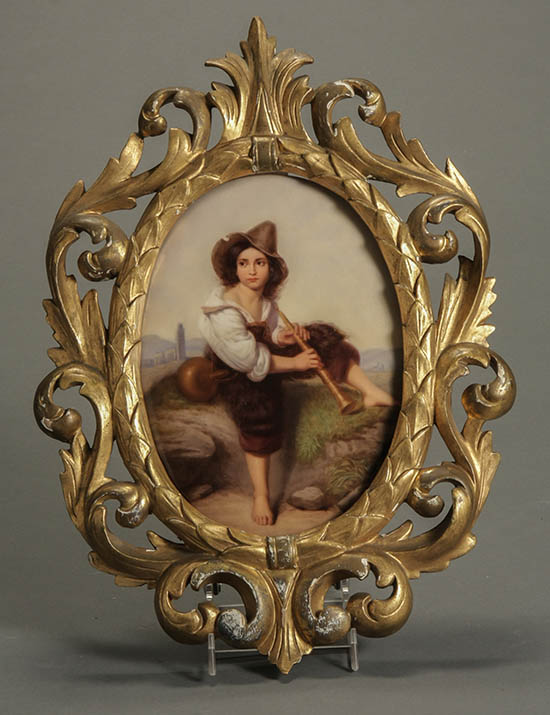 Appraisal: Berlin Porcelain Oval Plaque of a Young Flutist in a