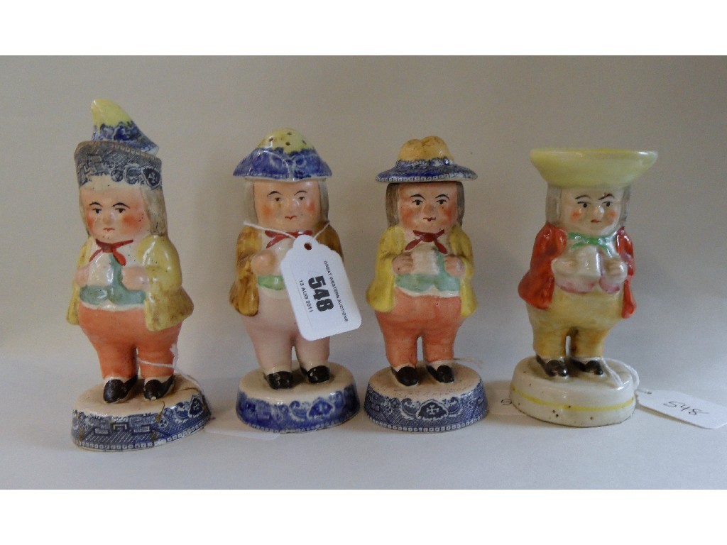 Appraisal: Four Staffordshire toby condiments