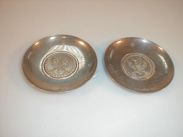 Appraisal: A pair of white metal circular pin trays each inlaid