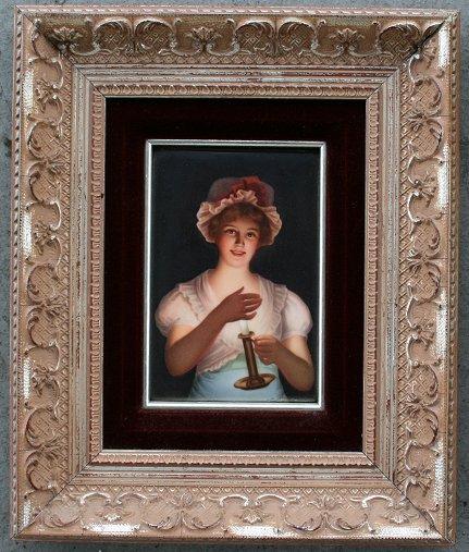 Appraisal: HUTSCHENREUTHER PLAQUE SIGNED WAGNER ''Lisette'' '' x '' framed ''